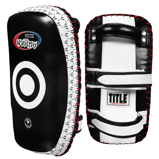 TITLE Muay Thai Leather Contoured Thai Pads (Pair)