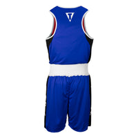 variant:red/blue::TITLE Boxing Stinger Reversible Amateur Boxing Set back view blue