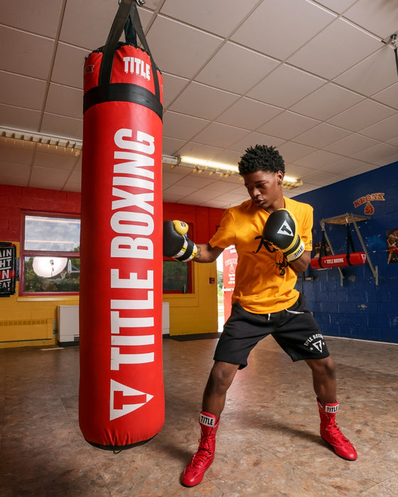 variant:Red::TITLE Boxing Speed-Flex Encore High-Top Shoes man boxing in shoes