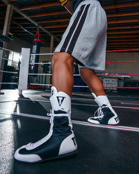 variant:White/Black::TITLE Boxing Speed-Flex Encore High-Top Shoes close up