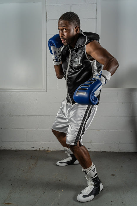variant:White/Black::TITLE Boxing Speed-Flex Encore High-Top Shoes man posing 