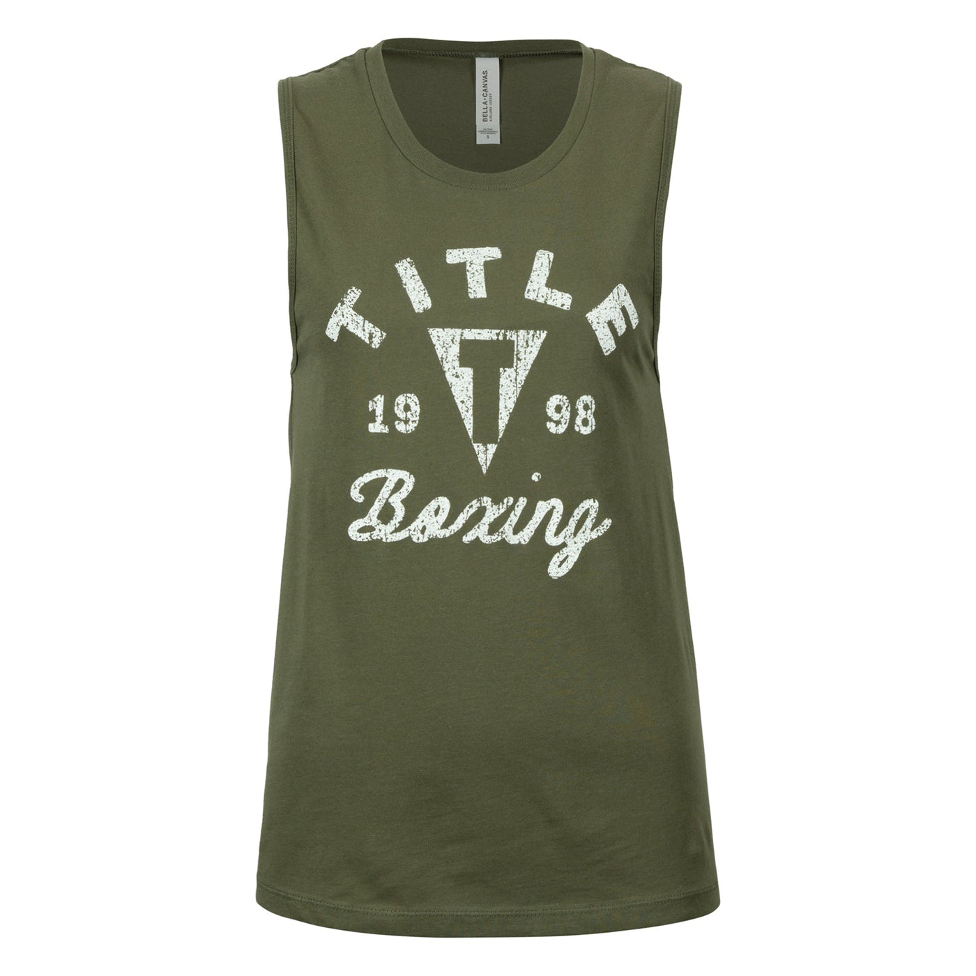 color:Green::TITLE Boxing Women's Distressed Label Muscle Tank