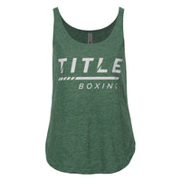 color:Green::TITLE Boxing Women's Striped Wordmark Cropped Tank