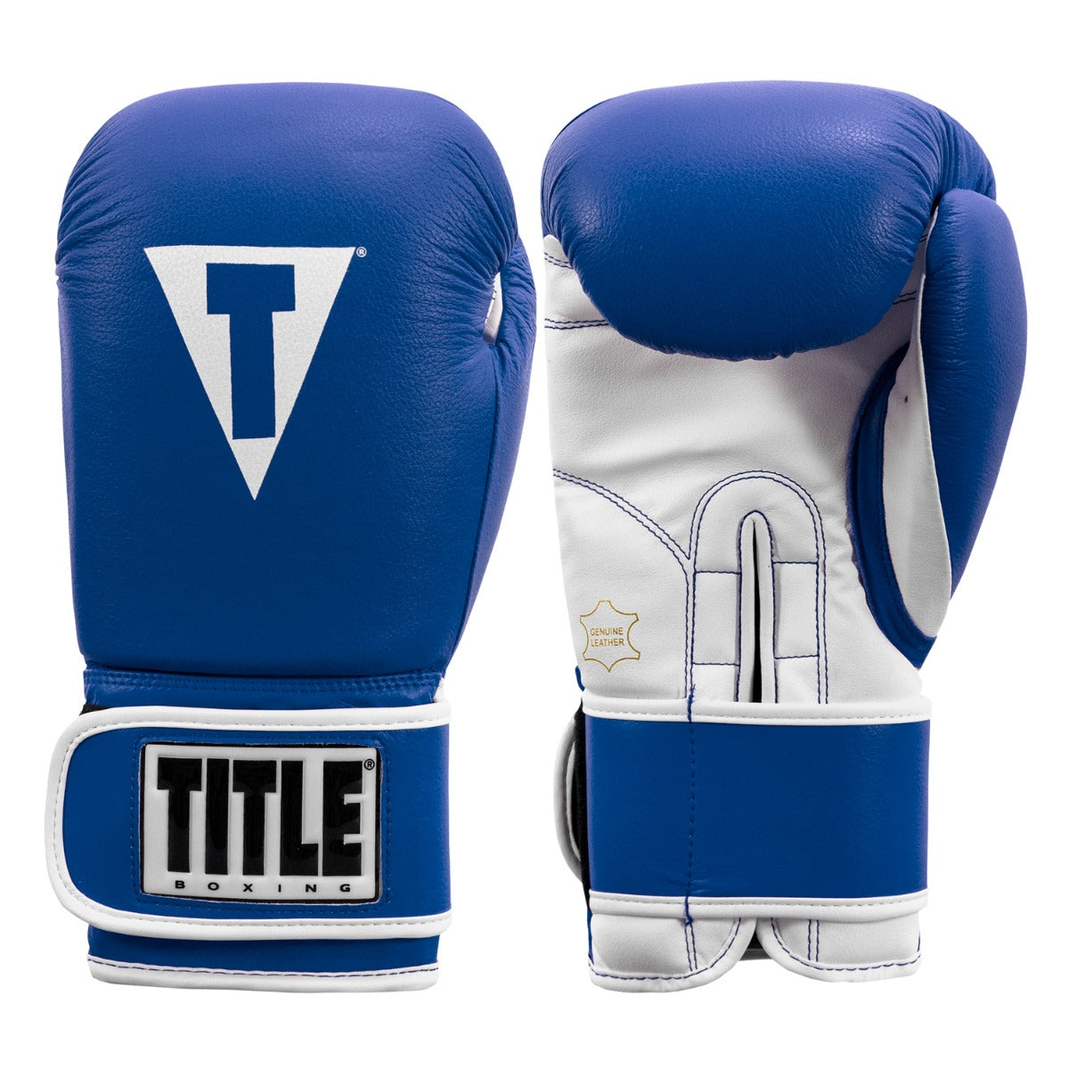 color:Blue/White::TITLE Boxing Pro Style Leather Training Gloves 3.0