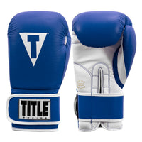 color:Blue/White::TITLE Boxing Pro Style Leather Training Gloves 3.0