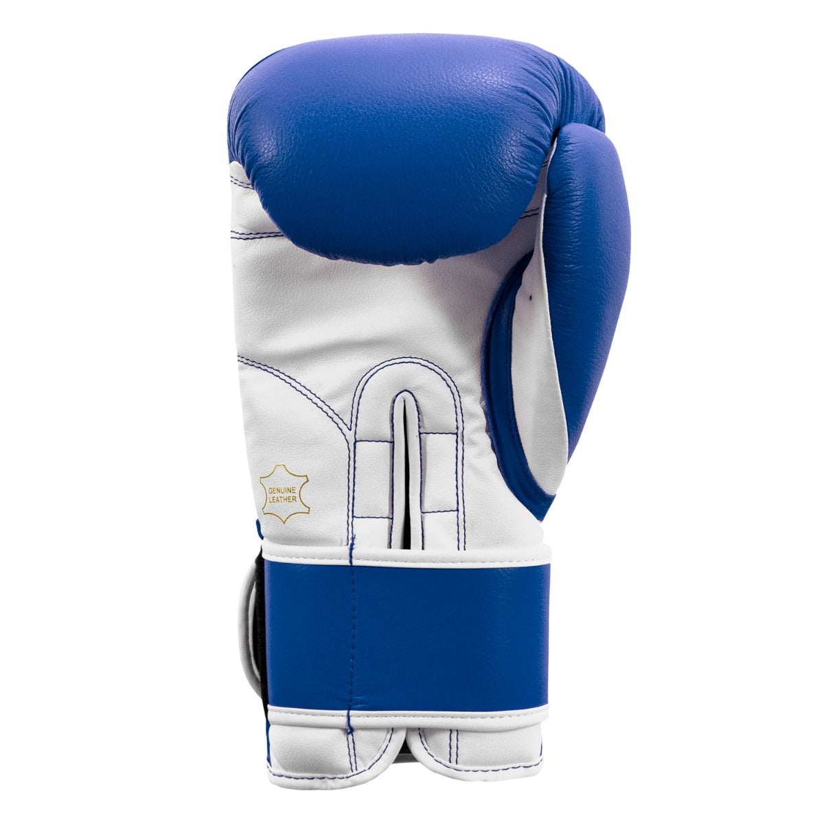 variant:Blue/White::TITLE Boxing Pro Style Leather Training Gloves 3.0 back view