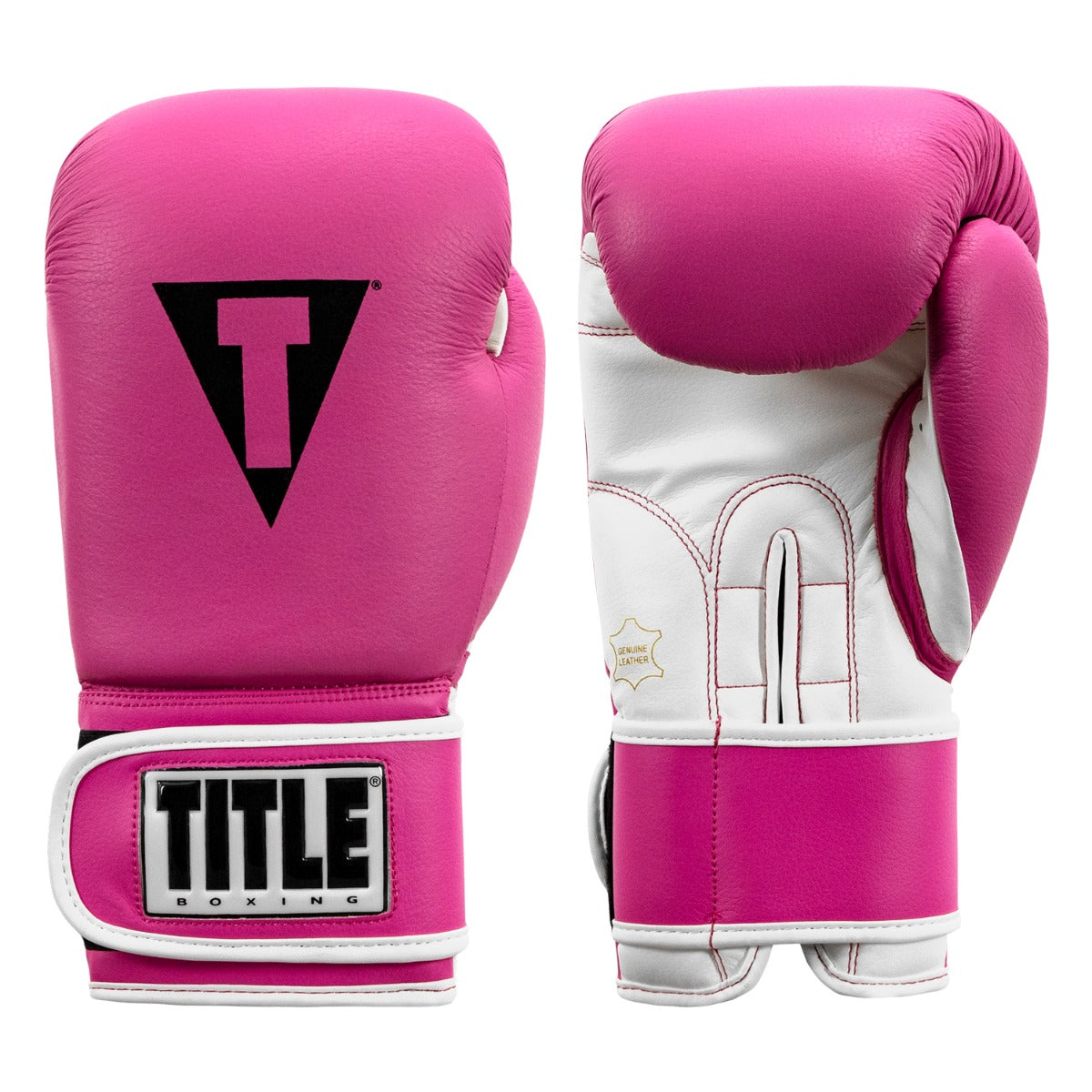 color:Hot Pink/White::TITLE Boxing Pro style leather training gloves 3.0 main view