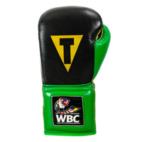 variant:Black/Green::WBC by TITLE Boxing Sparring Gloves front view