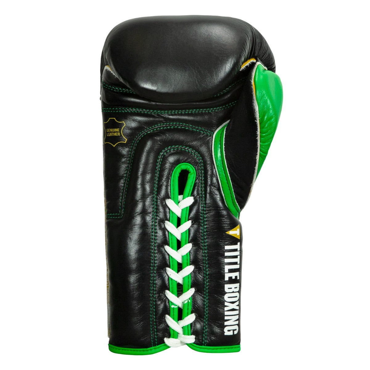 variant:Black/Green::WBC by TITLE Boxing Sparring Gloves back view