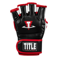variant:Black/White/Red::TITLE MMA Conflict Pro Fight Gloves front view