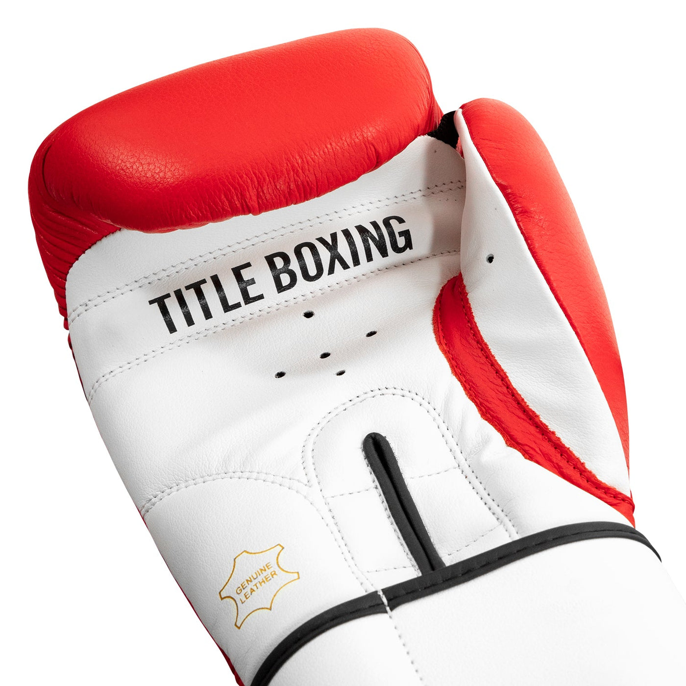 variant:Red/White::TITLE Premier Leather Super Bag Gloves 2.0 hand view